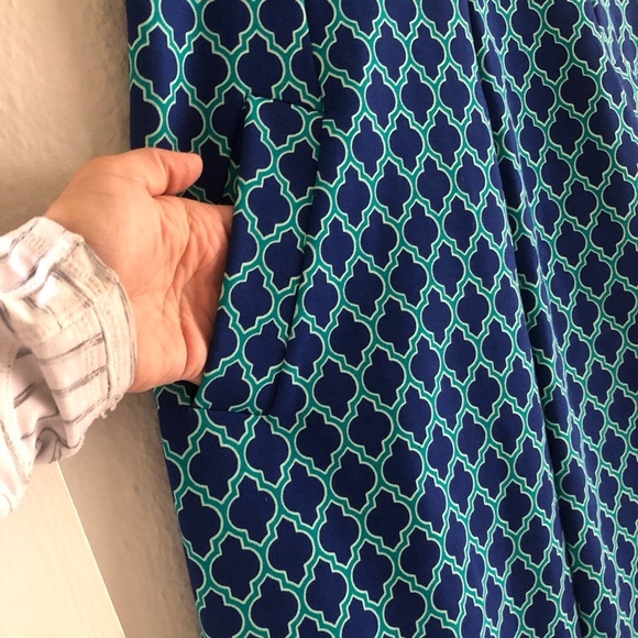 Lands' End Royal Teal Blue Quatrefoil Ponte Stretch Sheath Dress NEW size 6 - Picture 11 of 14